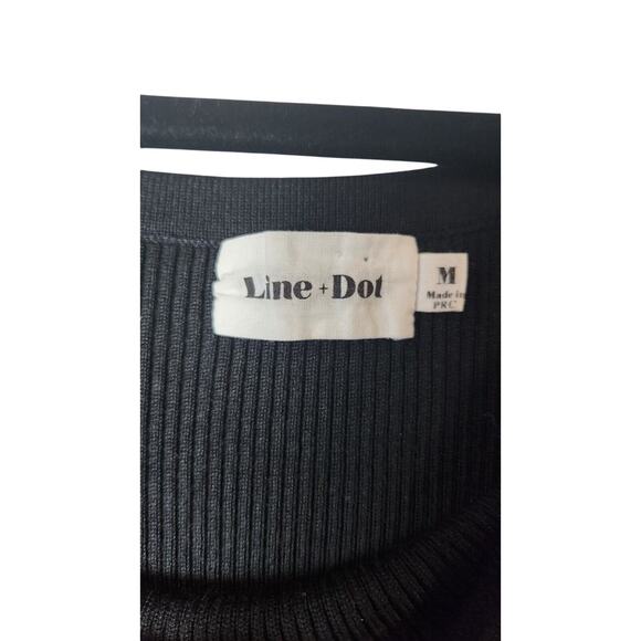 Line & Dot Revolve Black Midi Knit Stretch Dress Size Medium Wide Sleeve Bodycon - Picture 2 of 9